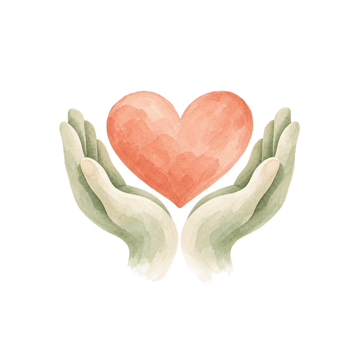Hands holding a heart.