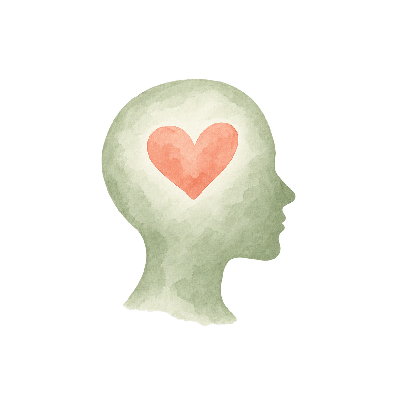 A head silhouette with a heart.